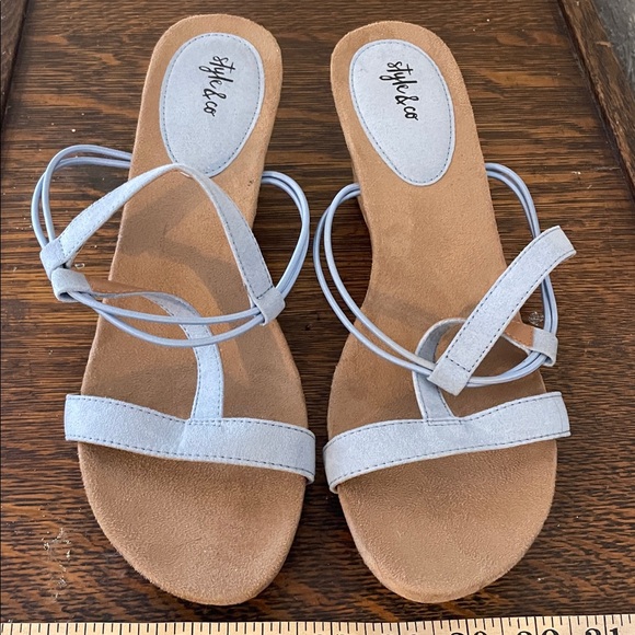Style & Co strappy wedge sandal light blue size 10.5 - Picture 2 of 8